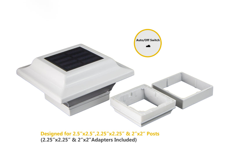 2x2 Imperial Solar Powered Post Cap Light - White (Fits 2", 2.25", 2.5" Rails)