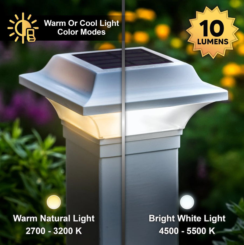 2x2 Imperial Solar Powered Post Cap Light - White (Fits 2", 2.25", 2.5" Rails)