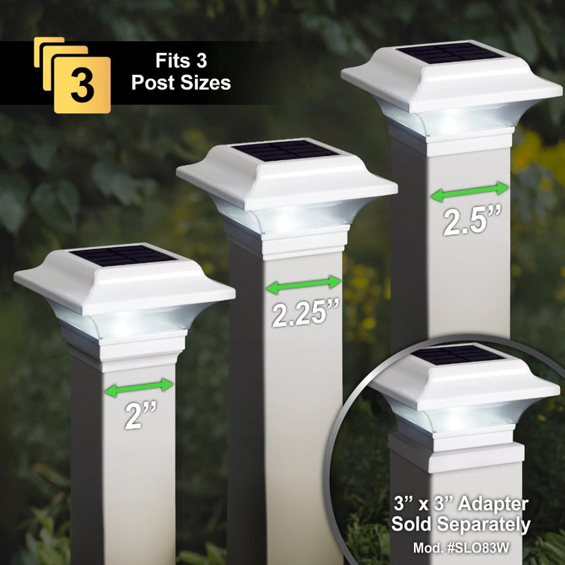 2x2 Imperial Solar Powered Post Cap Light - White (Fits 2", 2.25", 2.5" Rails)