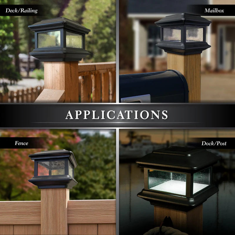 Colonial Solar Deck Light Black 4x4 Wood Post