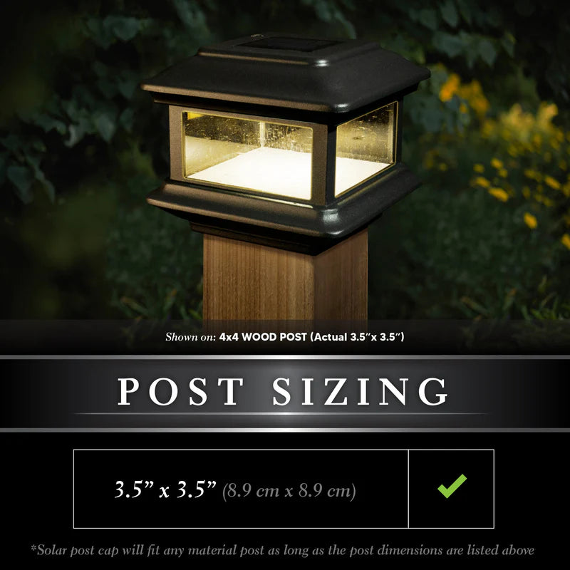 Colonial Solar Deck Light Black 4x4 Wood Post