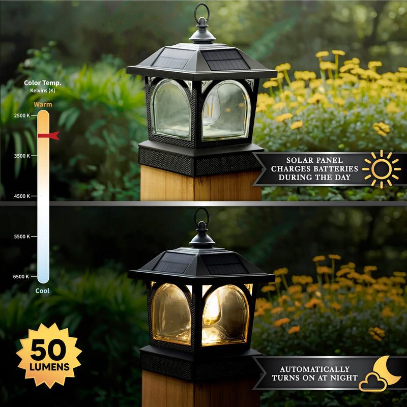 Edison Solar Post Cap/Table Top/Garden Lantern