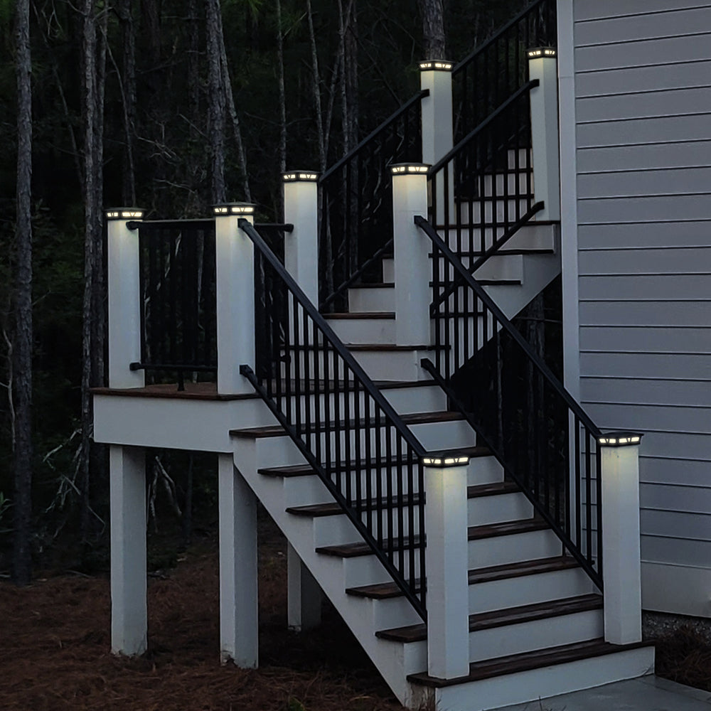 5x5 6x6 Oxford Metal Solar Post Cap Warm White LEDs