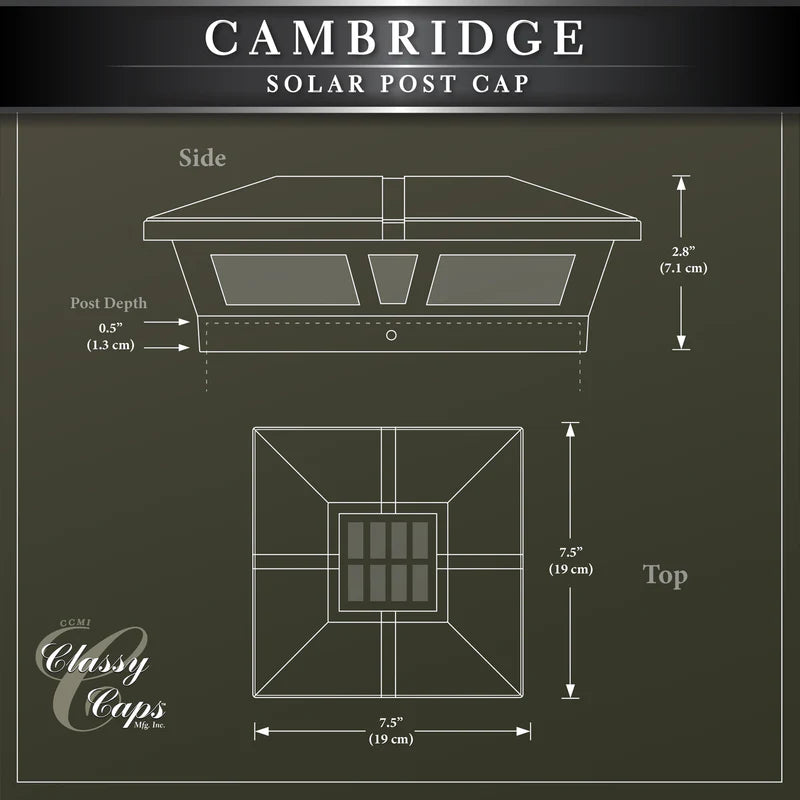 5x5-6x6 Cambridge Metal Solar Post Cap - Black