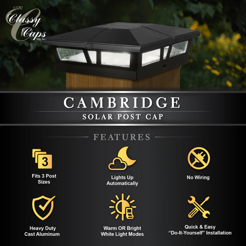 5x5-6x6 Cambridge Metal Solar Post Cap - Black