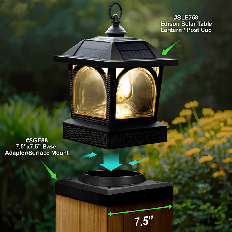 Edison Solar Post Cap/Table Top/Garden Lantern