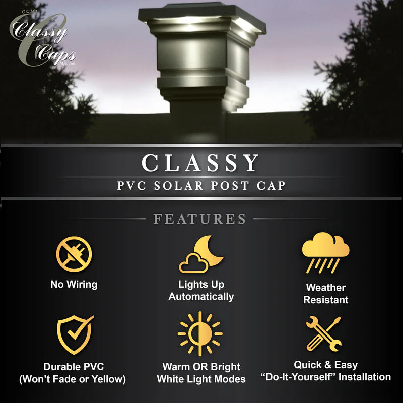 Classy PVC Solar Post Cap Light 4x4 Tan