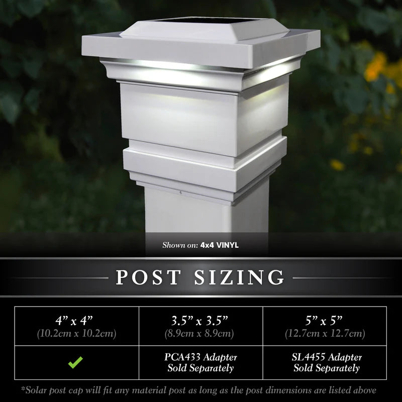 Classy PVC Solar Post Cap Light 4x4-5x5 White