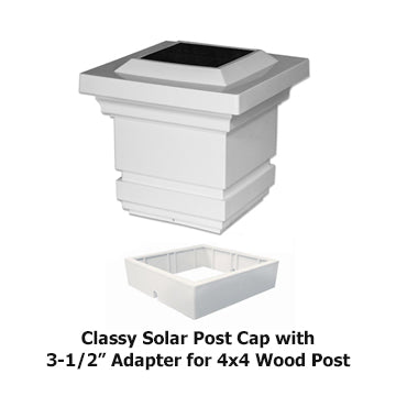 Classy PVC Solar Post Cap Light 4x4-5x5 White