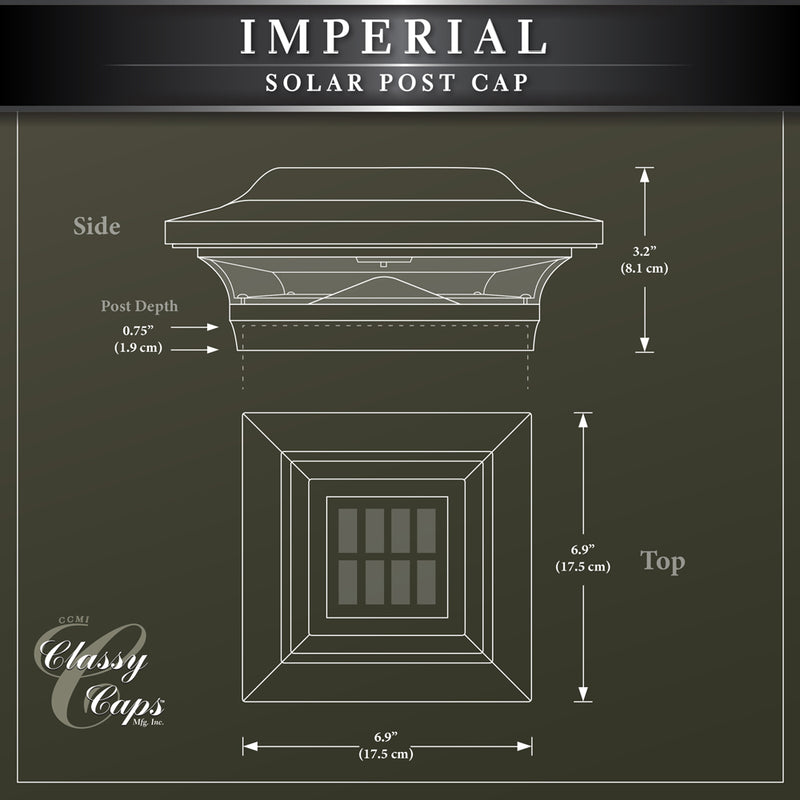 Imperial 5x5 Metal Solar Post Cap Light