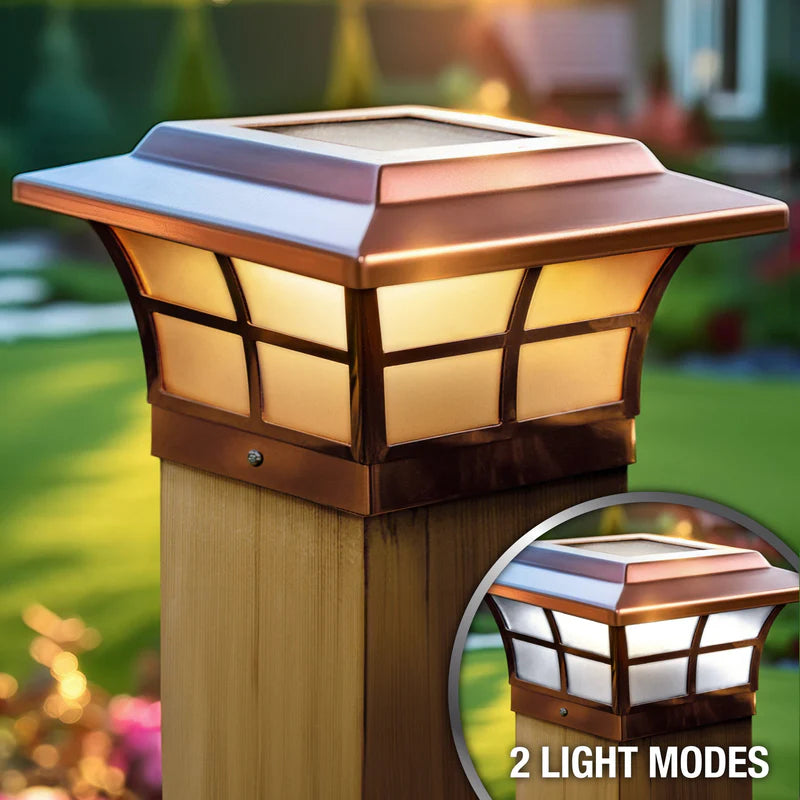 Prestige 6x6 Solar Post Cap Light - Copper Plated for 5-1/2" Wood Posts