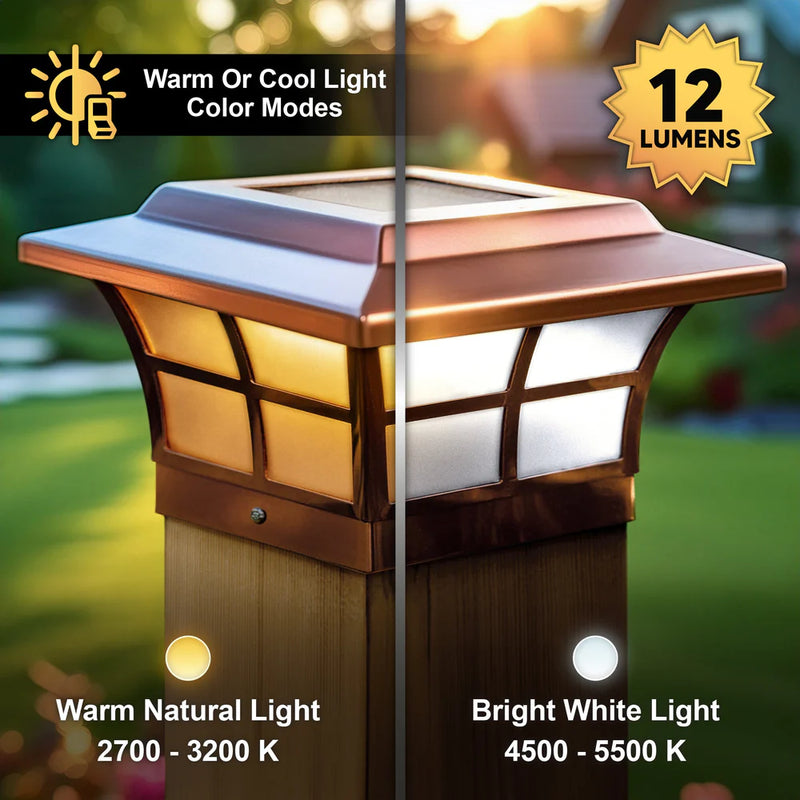 Prestige 6x6 Solar Post Cap Light - Copper Plated for 5-1/2" Wood Posts