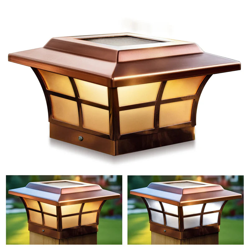 Prestige 6x6 Solar Post Cap Light - Copper Plated for 5-1/2" Wood Posts