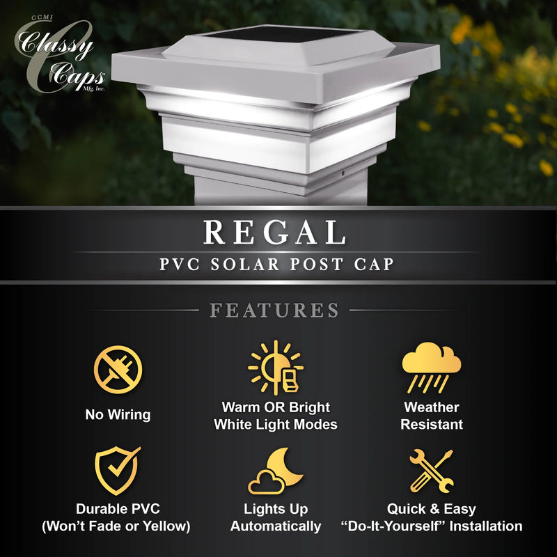 Regal PVC Solar Post Cap Light 4x4-5x5 White