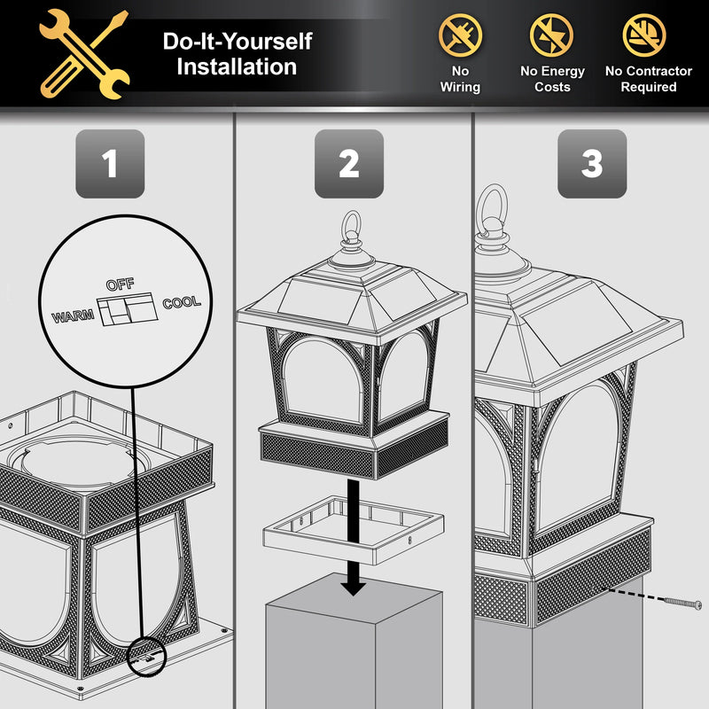 Holiday Solar Post Cap/Table Top/Garden Lantern